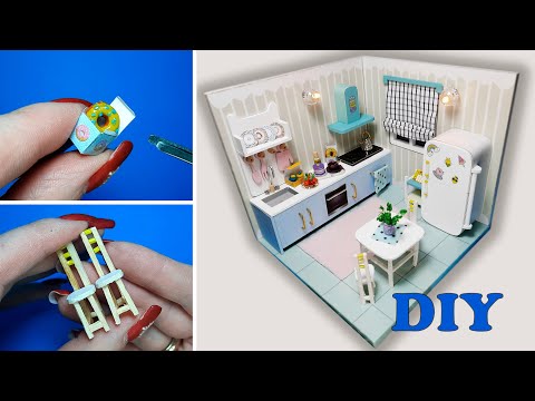 DIY Miniature Dollhouse Crafts. DIY Roombox dollhouse constructor. Miniature kitchen. #dollhouse