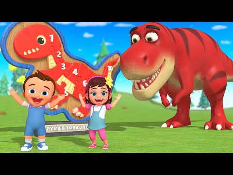 Learning Numbers with Wooden TRex Dinosaur Puzzle Numbers Toy Set - Little Baby Boy | 3D Educational