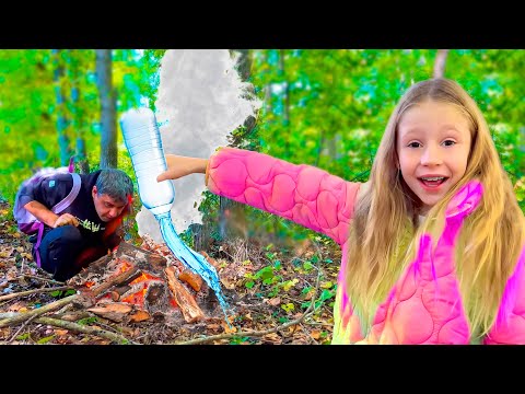 Nastya and dad in the forest - Video series for kids