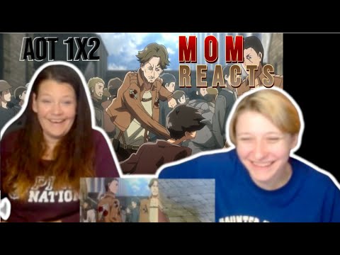 *MOMS FIRST TIME REACTION* |ATTACK ON TITAN 1x2|