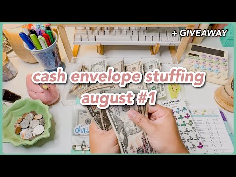 cash envelope stuffing & GIVEAWAY | august week #1| low income budget | savings challenges