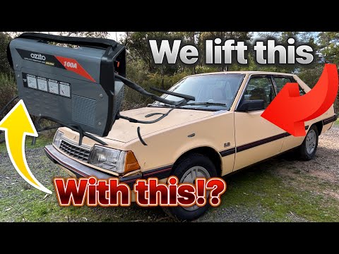 Strength testing the cheapest MIG welder by lifting a car off the ground - Ozito 100 amp welder