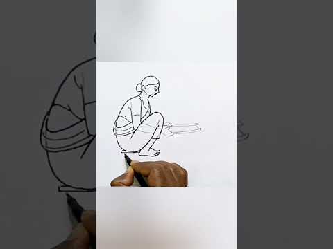 Village working woman drawing step by step/#artwithartistmiltondanda/#youtubeshorts/#shorts