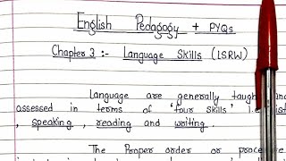 Language Skills (LSRW) || Lecture 3 || English Pedagogy|| Including Previous year