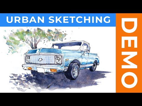 Urban Sketching a Chevy Truck - A Drawing Demo in Ink and Watercolor