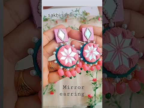 new design Mirror earrings,handmade jewellery #shorts #shortvideo #shortsviral #shortsfeed #fashion