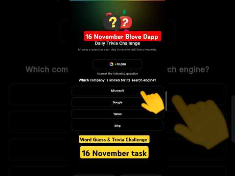 16 November Blove Dapp Daily Word Guess today & trivia challenge #blovedapp #wordguess #blovenetwork