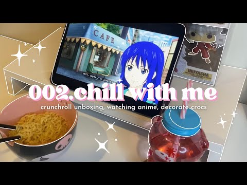 ↳ vlog 002. | crunchyroll unboxing, manga review, watching anime, decorating crocs! anime edition ☁︎