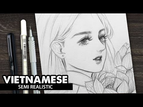 Draw Vietnamese women | semi realistic style l Huta Chan