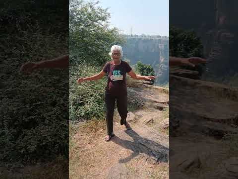 Walking up the steps of the Chachai waterfall in Sirmour....