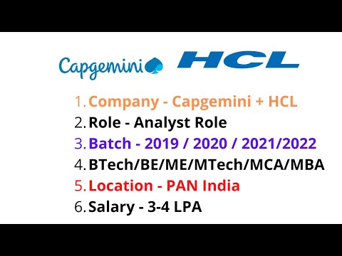 Capgemini | HCL |  Analyst Role | Btech | BCA | 2019 2020 2021 | OFF CAMPUS | Hiring