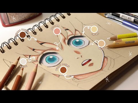 how to color anime skin - step-by-step tutorial | drawing tokito muichiro | easy to follow ✍🏻✨