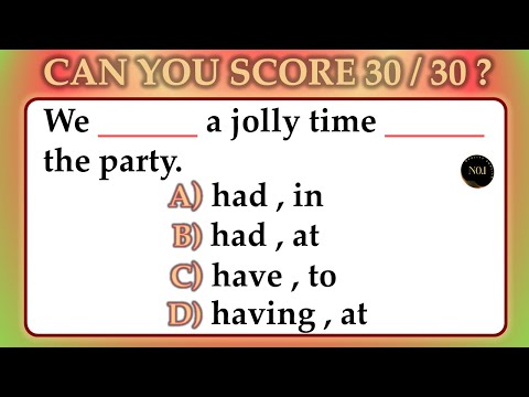 30 Grammar Quiz | English Grammar Tenses Full | English Grammar Test | No.1 Quality English