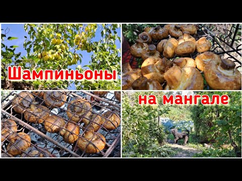 маринуем и жарим шампиньоны на мангале