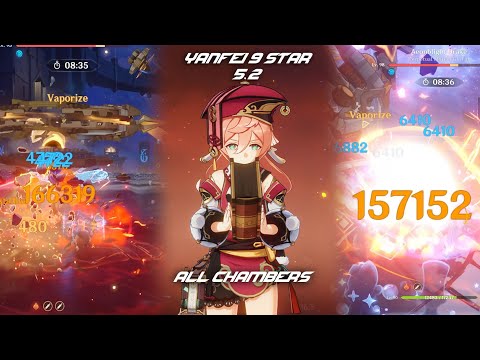 Yanfei All Chambers Floor 12 9 Star - Spiral Abyss 5.2 Genshin Impact