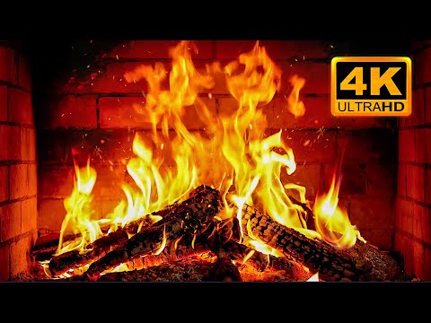 FIREPLACE 4K 🔥 Fireplace video with Burning Logs & Fire Sounds. Christmas Fireplace