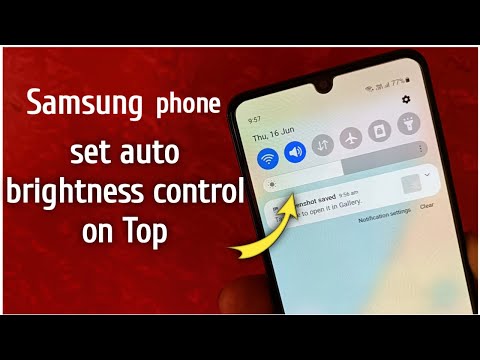 How to set auto brightness control on top of notification panel in Samsung phone