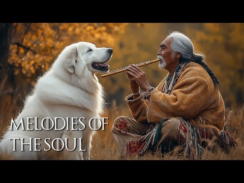 Melodies of the Soul - Native Elder and Great Pyrenees Sharing Native American Flute Music and Peace