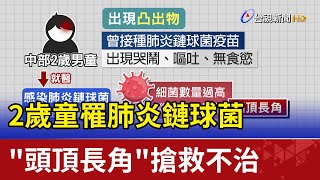 2歲童罹肺炎鏈球菌  "頭頂長角"搶救不治