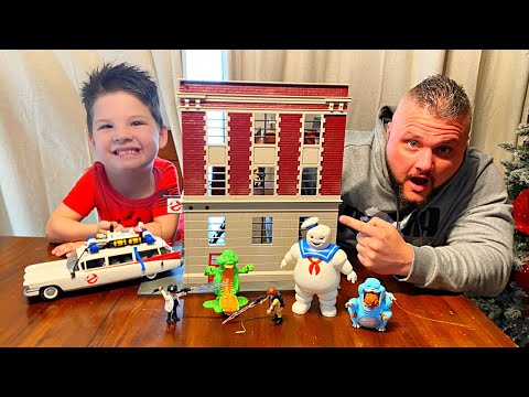 GHOSTBUSTERS FIREHOUSE PLAYSET  is THE BEST TOY EVER! Caleb and DAD PRETEND PLAY GHOSTBUSTERS!