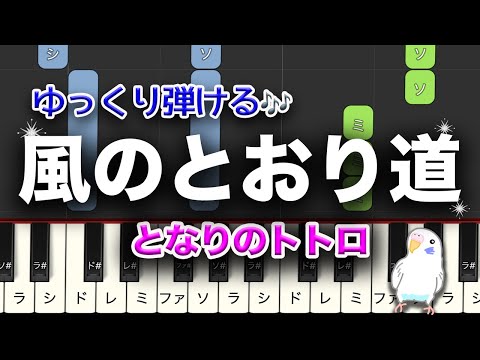 「風のとおり道」トトロ　簡単ピアノ　レベル★☆☆　初級　ゆっくり