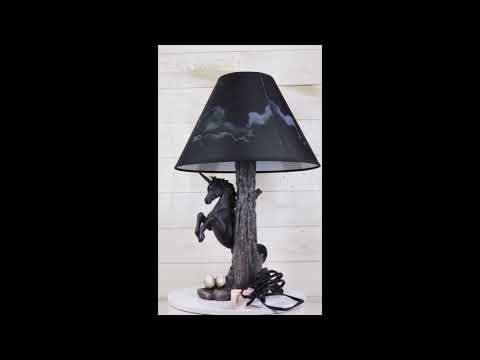 Ebros Black Unicorn Sculptural Desktop Table Lamp with Night Sky Shade 19" Tall