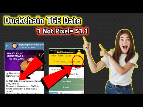 DuckChain TGE Date announcement || Note pixel price prediction || Tapswap TGE and listing will be on