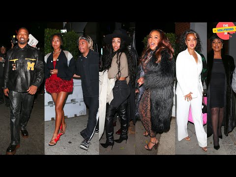 JAMIE FOXX LEAVING HIS 57TH BIRTHDAY PARTY AT MR CHOW WITH NAOMI OSAKA & CORDAE,  MEAGAN GOOD & MORE