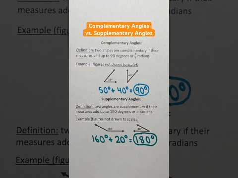 Complementary Angles vs. Supplementary Angles #Shorts #math #maths #mathematics #geometry #angles