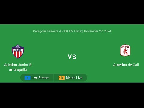 Atletico Junior Barranquilla VS America de Cali | Categoría Primera A | Football Live Match Score