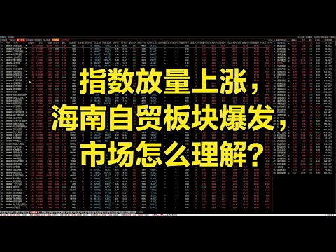 指数放量上涨，海南自贸板块爆发，市场怎么理解？