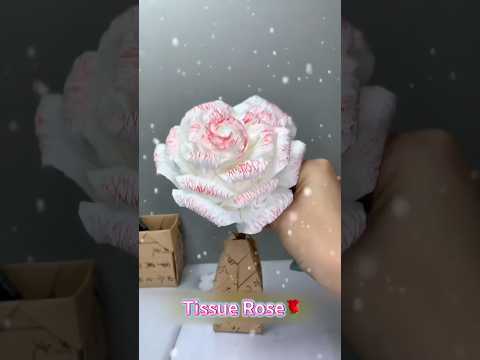 DIY tissue paper rose flower #diy #flowers #gift #craft #handmadegifts #rose #diyfashion #hancraft