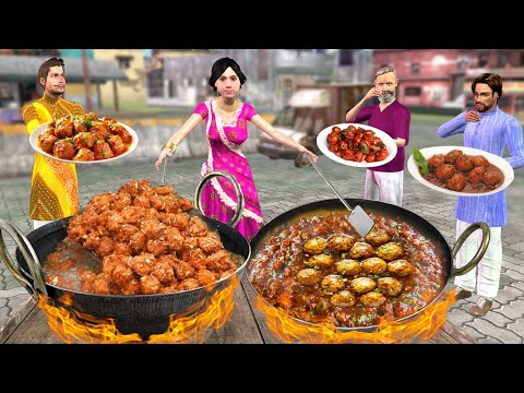 Anath Ladki Roadside Veg Manchuria Cooking Recipe Business Street Food Hindi Kahaniya Moral Stories