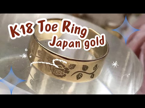 K18 japan gold toe ring Rose Leaf design 2024