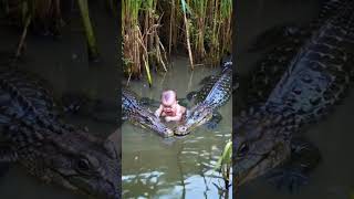 Two Alligators Guard an Abandoned Baby | Mothers Should Pay Attention to Their Children