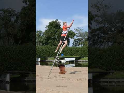 Protect your 🥜’s! Parkour vs Dutch Pole Jumping #STORROR #fierljeppen