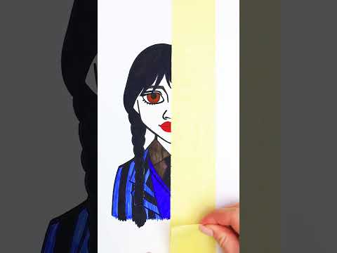 How to Draw Wednesday Addams | Drawing Tutorial by Oki Toki #shorts #wednesdayaddams