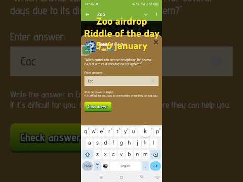 Zoo airdrop riddle of the day 5 january#Zoo airdrop today Riddle of the day