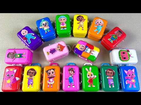 Looking Pinkfong Suitcase Shapes with Rainbow CLAY ! Mixing Slime Satisfying Videos, ASMR