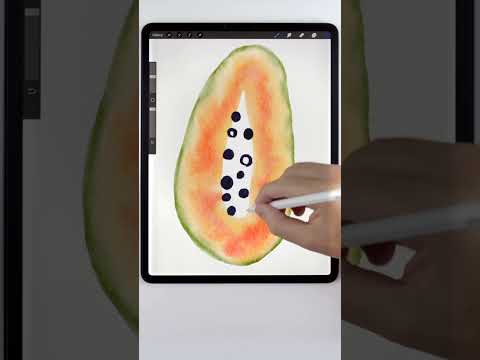 Easy watercolor papaya tutorial in Procreate! Watercolor painting Procreate tutorial for beginners