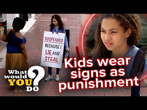 Parents publicly punish kids by making them wear signs | WWYD?