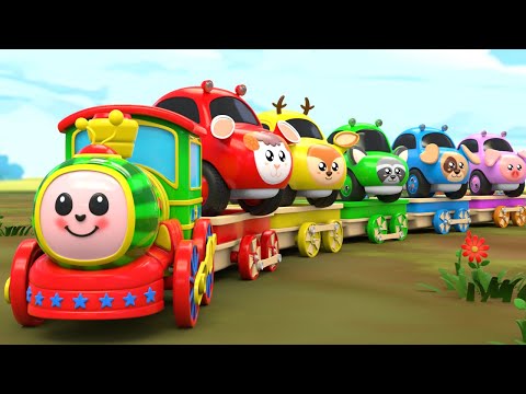 Color Balls & Sing a Song! - Cocomelon Color Train Slide - Surprise Egg Nursery Rhymes