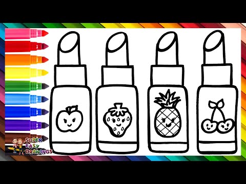 Draw and Color 4 Lipsticks 💄💄💄💄🌈 Drawings for Kids