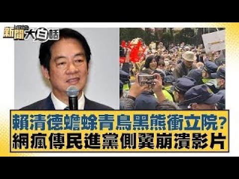 賴清德蟾蜍青鳥黑熊衝立院？網瘋傳民進黨側翼崩潰影片【新聞大白話】 20241220-02｜黃揚明 張禹宣 徐弘庭