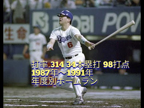 【平均 .314 34本塁打 98打点】落合博満 中日ドラゴンズ時代（1987-1991)【年度別ホームラン集】