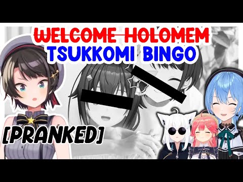 Miko Fubuki and Suisei play a prank on Subaru in the Tsukkomi Bingo program