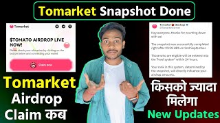 Tomarket Snapshot Done Updates || Tomarket Airdrops किसको ज्यादा मिलेगा | Tomarket Airdrop कब मिलेगा