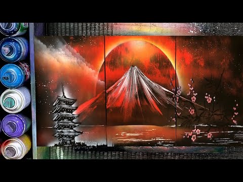 Beautiful Japanese reddish landscape by Spray Art Eden