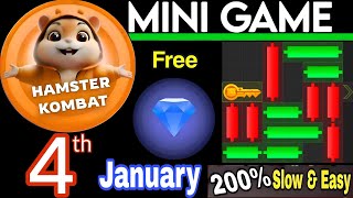 4 January 💎🔑🐹 Puzzle Trick: P2E Hamster Kombat key MiniGame Solved, slow step by step! 🎮