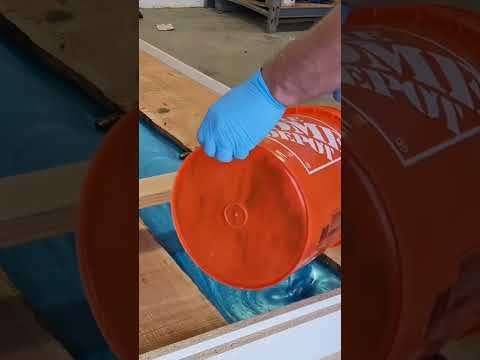 pouring a river resin table